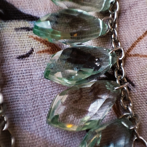 Adventurine Semi Precious Stone Oversized Faceted Acrylic LOFT Dual Necklace - Picture 14 of 14